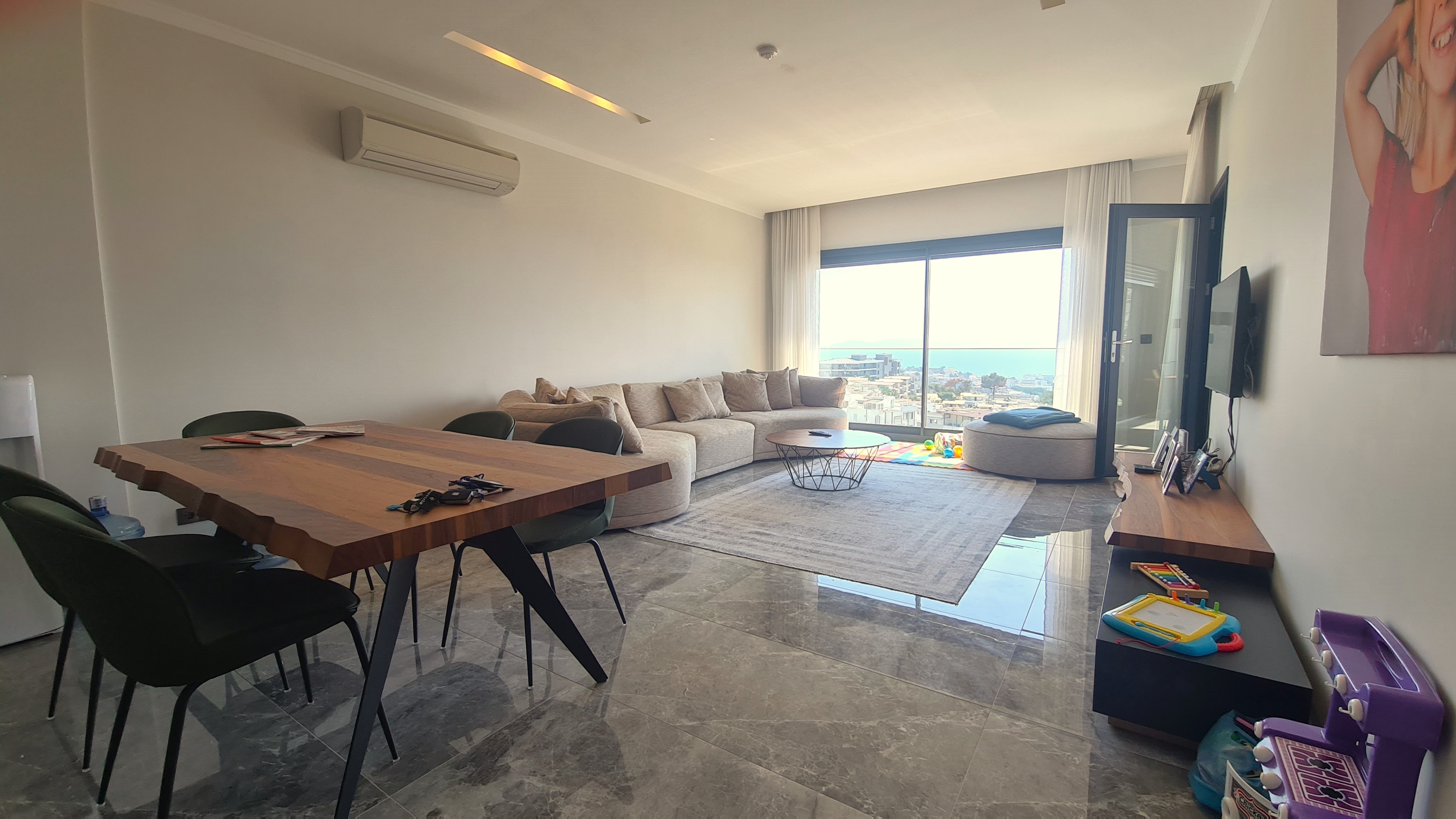 Luxury 3+1 Apartment with Full Sea View, Within Walking Distance to Ladies Beach, in a Prestigious Complex