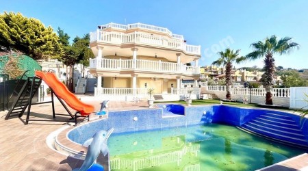 For Sale: Panoramic Sea View 7+1 Luxury Mansion with Olympic Pool, Spa & Private Gym in Soğucak, Kuşadası